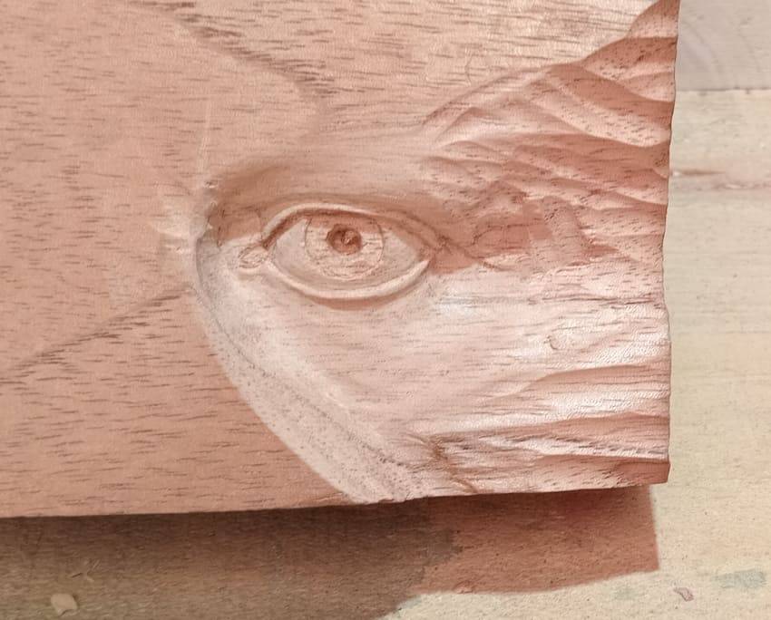 Sculpted Eye in Red Cedar