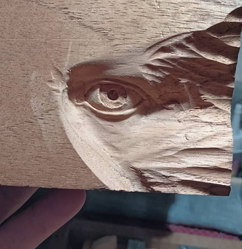 Sculpted Eye in Red Cedar