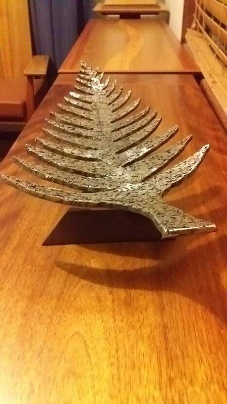 Art Silver Fern Leaf Bowl Sculpture Art Fine Handmade Artisan Furniture